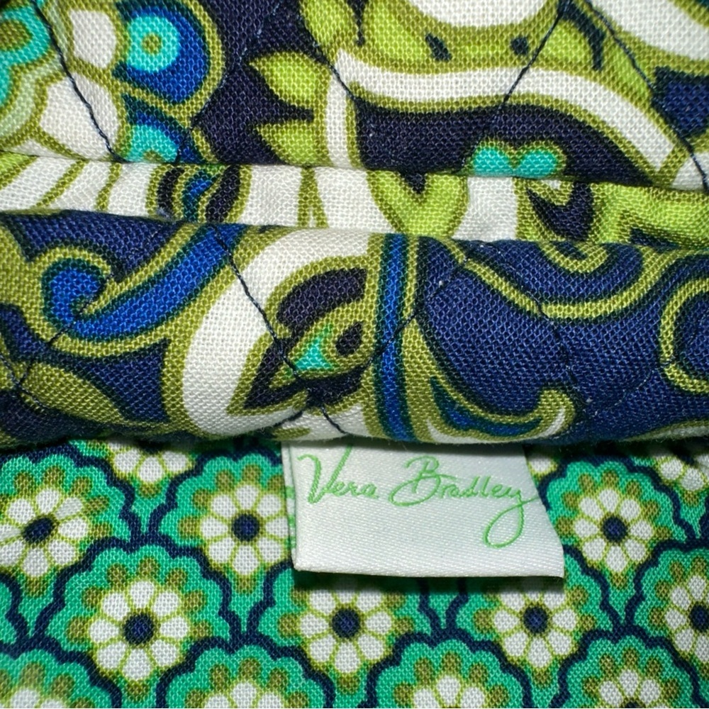 Vera Bradley Multi-compartment Tie Up Pouch Green/Blue - Picture 6 of 7
